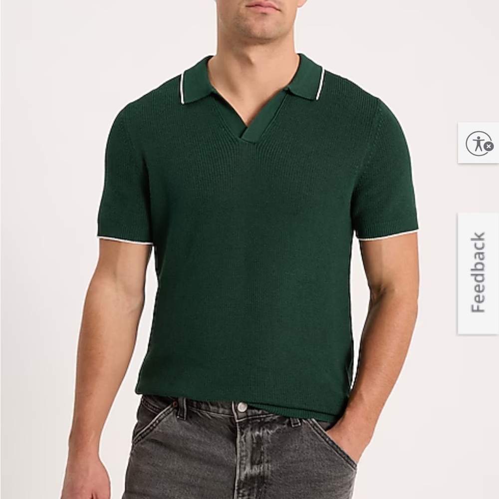 Express Forest Green Polo with White Trim